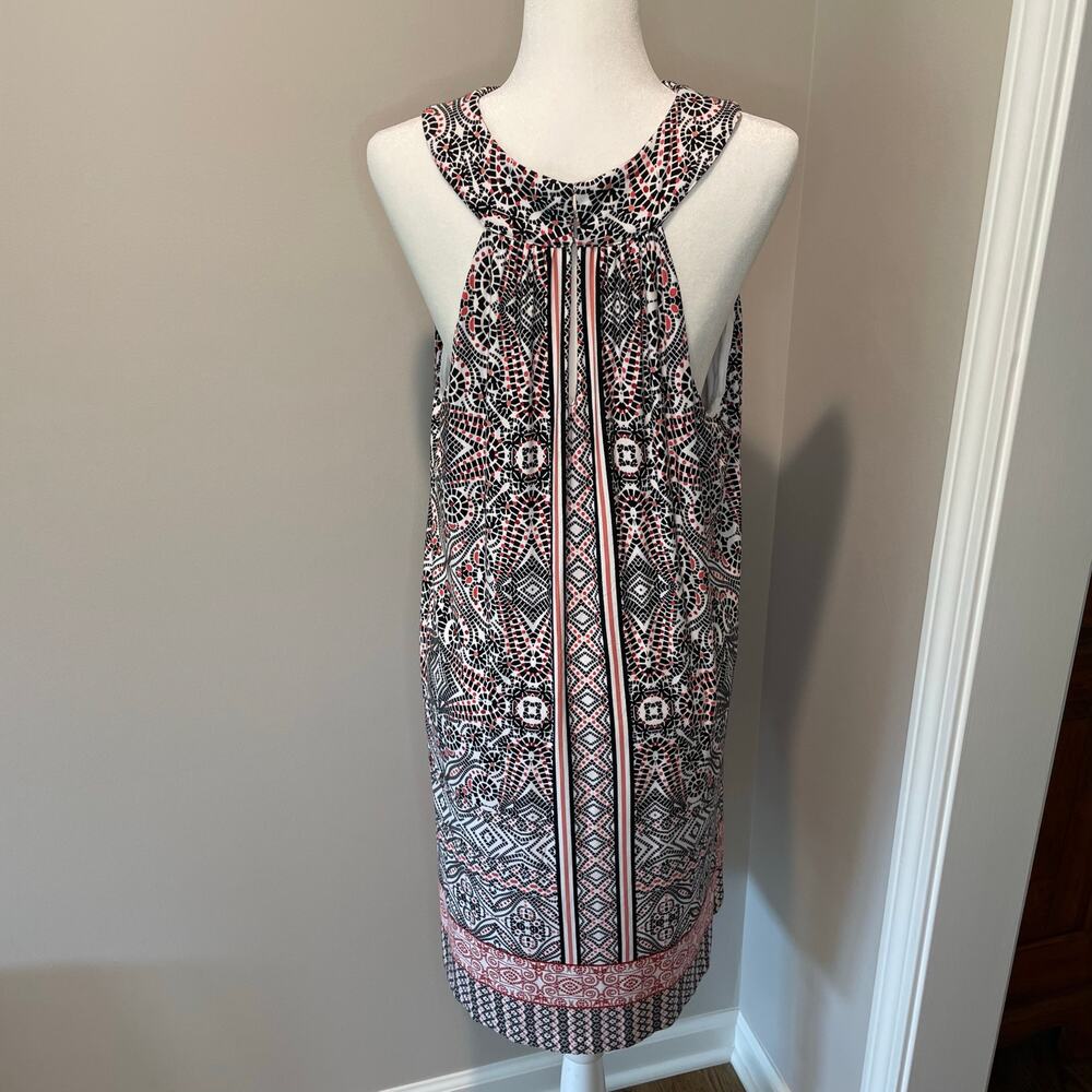 Soma Halter Bra Dress Sz XXL Ring Detail Pockets Mosaic Tile Print Soft Stretch - Picture 3 of 8